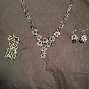 3 piece set silver and black